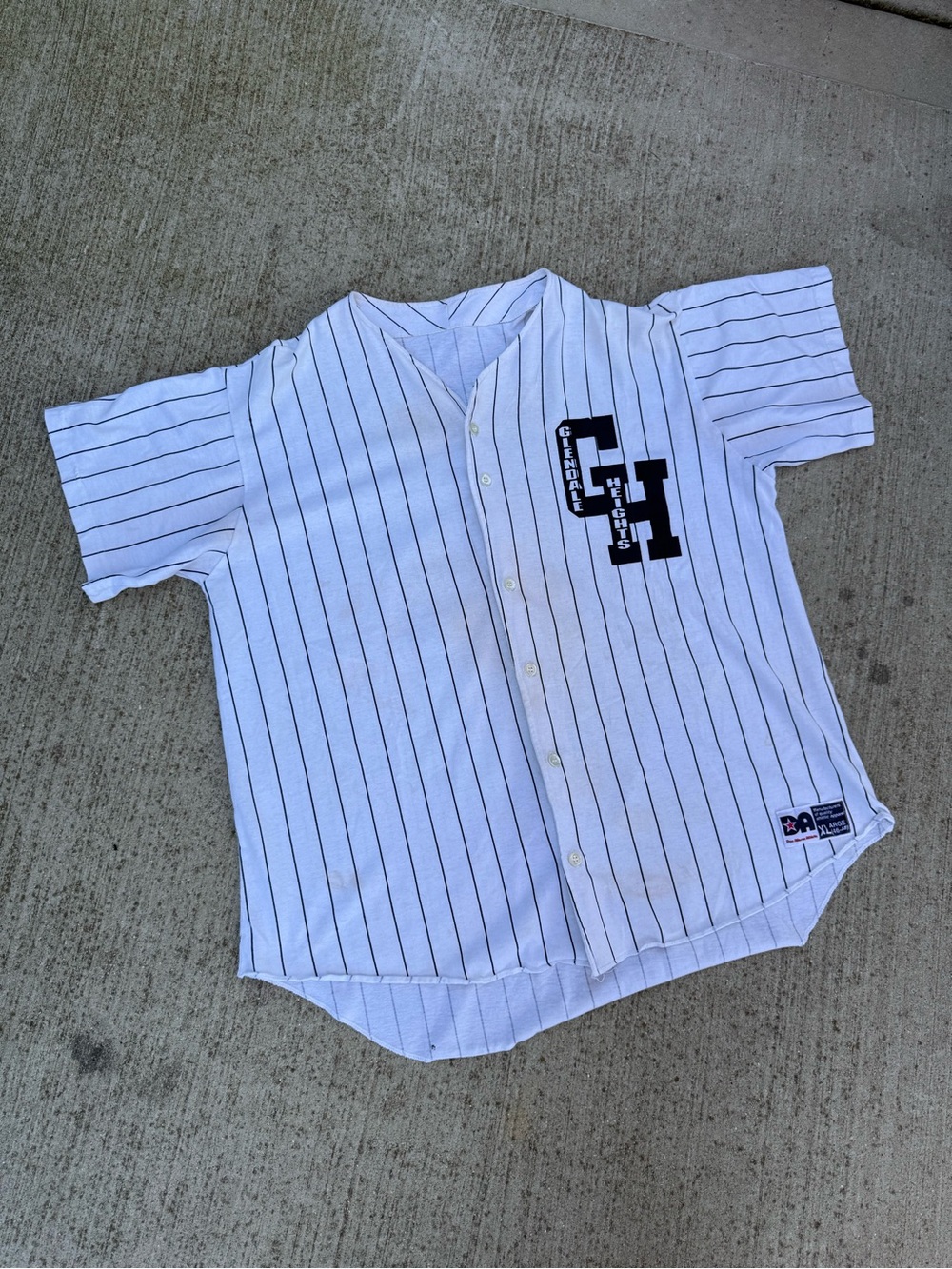 Vintage Don Alleson Glendale Heights, IL White Black Pinstripes Baseball Jersey